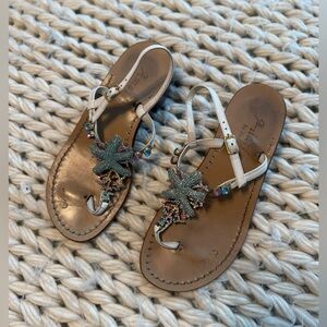 Made in Italy genuine leather & real zirconia mermaid multicolor sandals size 38